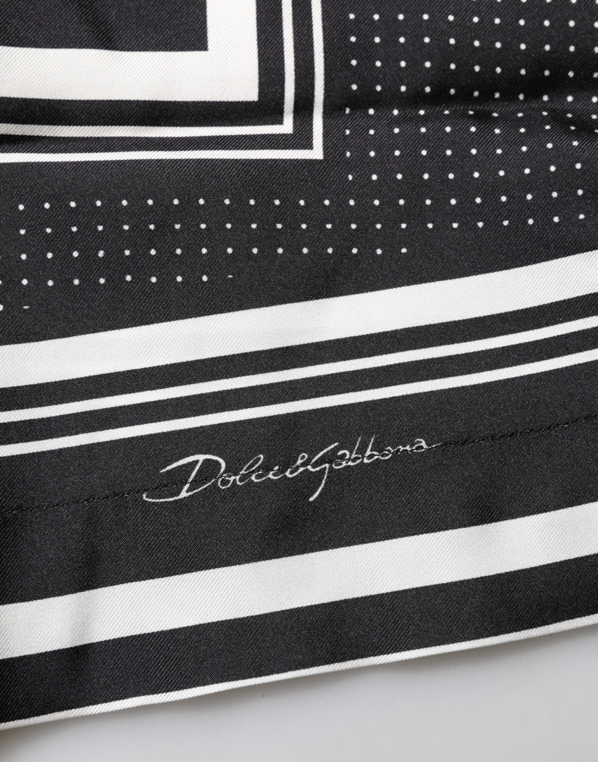Dolce & Gabbana Schwarzes weißes StreifenPunkt Print Casual Polo Shirt
